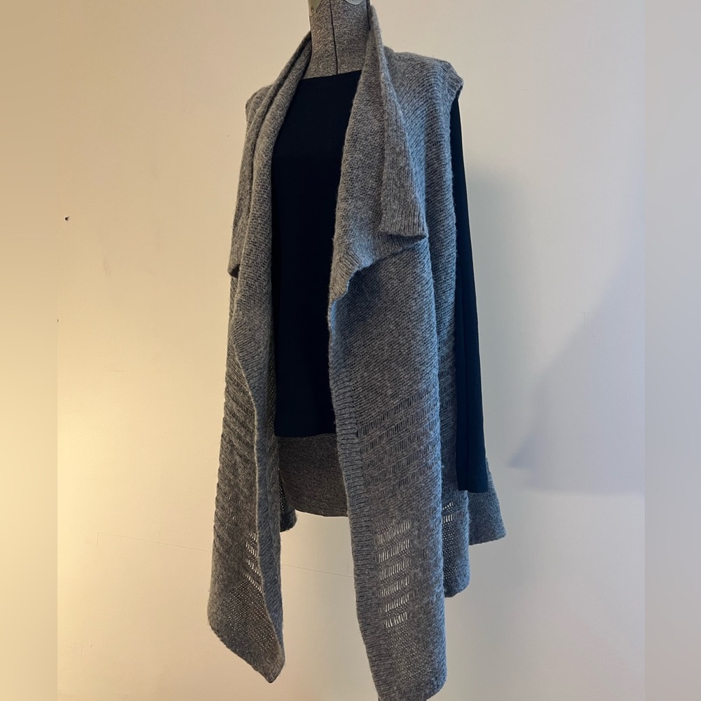 Garnet Hill Gray Open-front Knit Vest